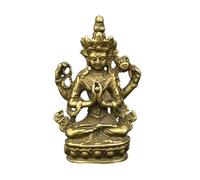 Zerodeko Estatua de Avalokiteshvara de Latón Cuatro Brazos, Figura Quan Yin Decorativa para Escritorio, Adorno Religioso Budista para Oficina y Hogar, Decoración Zen Retro, Modelo Sagrado