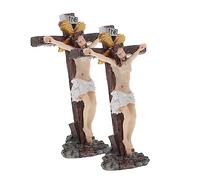 Zerodeko Estatua de Resina de Jesús Cargando La Cruz Figura Decorativa Católica