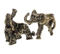 Zerodeko Estatuas de Elefante de Latón Macizo Vintage Juego 2 Piezas Elefante Largo Figuras Decorativas Feng Shui para Oficina y Hogar Miniaturas Coleccionables