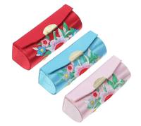 Zerodeko Estuche de Pintalabios Bordado Floral 3 Piezas con Espejo Compacto y Cierre a Presión Caja Portátil de Tela para Maquillaje y Almacenamiento Adecuado para Viaje y Uso Diario