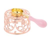 Zerodeko Estufa de Lacre Hueca de Estilo Retro 2 Piezas, Fundidor de Cera con Cuchara Rosa para Sellos de Cera, Kit Versátil para Manualidades y Decoración de Mesa