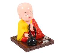 Zerodeko Figura de Monje Zen con Energía Solar Decoración Artística para Escritorio Estatua Budista con Cabeza Móvil y Golpeteo Bloque de Madera Adorno para Hogar y Oficina Regalo Original