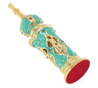 Zerodeko Frasco de Perfume para Mujer de 12ml en Vidrio Verde y Dorado Diseño de Flor de Vid Estilo Oriental Retro, Adecuado para Decoración de Boda y Aceites Esenciales