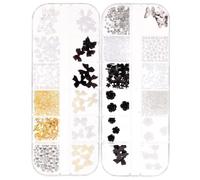 Zerodeko Gemas para Decoración de Uñas 3d, Joyas Acrílicas Mixtas Mariposas, Flores y Perlas Plateadas, Accesorios Planos para Manicura, Caja Doble para Arte de Uñas Creativas