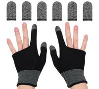 Zerodeko Guantes de Juego para Móviles sin Dedos 1 Par de Guantes de Dos Dedos Negros Transpirables 3 Pares de Fundas de Fibra de Cobre Anti Sudor Compatibles Pantalla Táctil Mangas