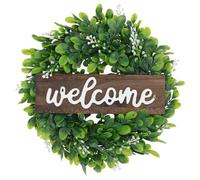 Zerodeko Guirnalda Artificial Verde para Puerta Delantera Decoración Colgante de Madera y Plástico, Diseño Clásico y Alegre para Fiesta de Disfraces