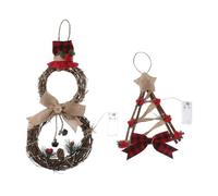 Zerodeko Guirnalda Navideña LED para Puerta Decoración de Navidad Luces LED Combinación Triángulo y Círculo en Rojo y Verde Adorno Navideño para Interiores y Exteriores Ambiente