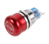 Zerodeko Interruptor de parada de emergencia, pulsador tipo seta rojo de 19 | Botón pulsador de enclavamiento con cabeza de hongo, botón de parada metálico para armarios de control eléctrico de