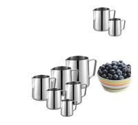 Zerodeko Jarra de Leche de Acero Inoxidable de 350ml Boquilla Antigoteo y Diseño Único para Accesorios de Cafetera y Tazas de Café