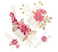 Zerodeko Juego de 4 Peinetas para Novia Flores y Cristales Accesorios para Cabello de Boda Delicados y Elegantes Ideales para Novias y Damas de Honor en Ceremonias Nupciales