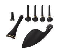 Zerodeko Juego de 4 Piezas de Repuesto para Violín en Madera Negra, Incluye Cordal, Clavijas, Mentonera y Alma, Accesorios Profesionales para Reparación y Mantenimiento de Violines,