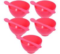 Zerodeko Juego de 5 Cuencos y Espátulas para Mezclar Mascarillas Faciales Recipientes de Plástico Duradero Color Rosa Oscuro Kit de 10 Piezas para Spa Casero y Cuidado Facial