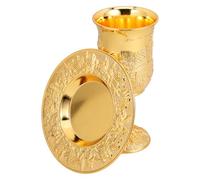 Zerodeko Juego de Copas de Vino de Metal Platillo para Shabat y Pascua, Copa de Kidush para Fiestas Judías Diseño Funcional y Uso Ceremonial