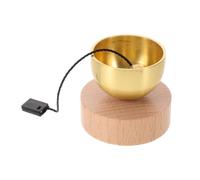 Zerodeko Juego de Cuenco Sonoro Tibetano para Meditación con Mazo de Madera y Base, Cuenco de Latón Dorado Portátil para Yoga y Decoración del Hogar