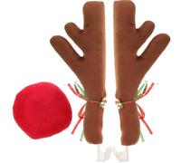 Zerodeko Juego de Cuernos de Reno para Coche Marrón, Decoración Navideña para Automóviles, Accesorios de Vacaciones para Auto, Kit de Adornos Festivos para Exteriores, 1 Par