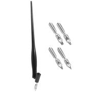 Zerodeko Juego de Plumas de Inmersión para Caligrafía Diseño de Punta Doblada y Mango Irregular, Metal Plata Agarre Estable y Resistencia Deformación para Dibujo Detallado