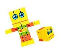 Zerodeko Juguete Robot de Madera Toys Brain Toys Robot de Juguete con Bloques de Madera Robot de Juguete Educativo Robot Rompecabezas de Juguete Robot Jugando Juguete Bambú Yellow