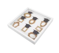 Zerodeko Kit Caja de Silueta Museo DIY para Graduación, Marco de Fotos Color Claro 25x25 Cm 8 Mini Marcos Vintage y 6 Birretes, Decoración Obsequio Graduación para Hogar y Recuerdos