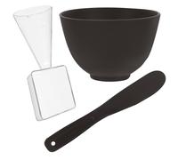 Zerodeko Kit de Cuencos para Mascarillas Faciales y Herramienta para Mezclar, Tazón para Mascarilla Facial para Skincare Mujer, Set de 3 Piezas Negro para Cuidado Facial