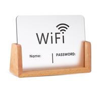 Zerodeko Letrero De Contraseña WiFi Acrílico Soporte De Madera 12x16cm para Negocios y Hoteles Tablero De Letrero De WiFi para Invitados Presentación Clara y Estable