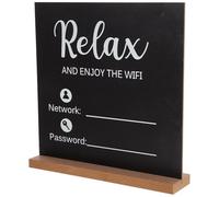 Zerodeko Letrero de Contraseña Wifi de Madera Negra 21.5x21.5 Cm, Pizarra Decorativa para Casa, Hotel y Oficina, Señal Práctica para Mostrar Claves de Red Inalámbrica, Accesorio Funcional