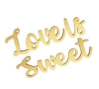 Zerodeko Letrero de Madera Love Is Sweet para Adorno de Mesa de Boda, Color Dorado, Material Tablero de Densidad, Ambiente Romántico para Fiesta de Compromiso