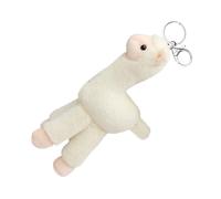 Zerodeko Llavero de Alpaca Beige Colgante de Felpa y Aleación de Zinc