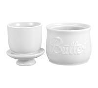 Zerodeko Mantequera de Cerámica con Tapa Hermética para Almacenamiento en Cocina, Capacidad Grande para Mantequilla y Queso, Diseño Tradicional Blanco para Uso Familiar y Preservación