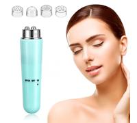 Zerodeko Masajeador facial eléctrico 4 en 1 para cuidado facial en casa, para rostro y cuello, portátil, color verde claro