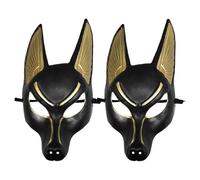 Zerodeko Máscara Egipcia de Anubis: 2 Piezas Máscara de Plástico de Anu ccesorios de Disfraz del Chacal para Niños y Adultos Fiesta de Halloween Cosplay Disfraces Elegantes Prop de Fotograf