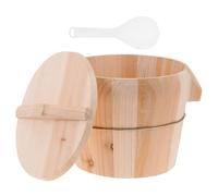 Zerodeko Olla Arrocera de Madera Natural Beige con Tapa y Diseño Antideslizante para Cocina, Vaporera con Asa Lateral y Fondo Móvil Adecuado para Cocinar al Vapor