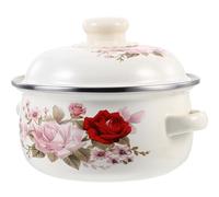 Zerodeko Olla de Esmalte de Hierro Fundido de 16cm Beige, Práctica para Cocinar Fideos y Sopas, Fácil de Limpiar Acabado Fino y Diseño Creativo