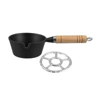 Zerodeko Olla Fundida de Hierro con Mango de Madera Mini Sartén para Freír Huevos Calentador de Mantequilla Compacto para Estufa de Gas Eléctrica o Inducción Sartén Pequeña para Recetas