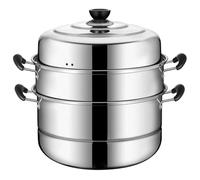 Zerodeko Olla y Tapa Alta de Vapor de Acero Inoxidable de Triple Capa Gran Capacidad para Cocinar al Vapor en Uso Doméstico