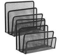 Zerodeko Organizador de Papeles para Escritorio 2 Piezas de Hierro Negro Diseño Simple y Esquinas Redondeadas Adecuado para Biblioteca y Oficina