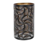 Zerodeko Pantalla de Lámpara de Hierro Tallada Hueca Cubierta para Lámpara de Mesa Diseño Recto Acabado Negro Exterior y Dorado Interior Patrón Ondulado Accesorio Independiente para