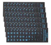 Zerodeko Pegatinas de Repuesto para Teclado de Ordenador Portátil 6 Piezas Diseño Inglés Fondo Negro y Letras Azules Adhesivas y Duraderas Accesorio Adecuado para Teclado de
