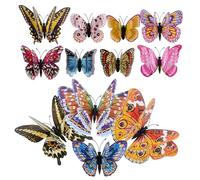 Zerodeko Pegatinas Decorativas de Pared 3d Diseño Realista de Mariposas, 36 Unidades Dobles Brillo Nocturno, Adhesivos para Decoración de Habitaciones, Fiestas y Dormitorios