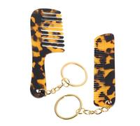 Zerodeko Peines de Acetato para Peinar Cabello de Mujer Mini Peines de Bolsillo con Estampado de Leopardo Llavero Compacto 2 Piezas para Viaje y Uso Diario