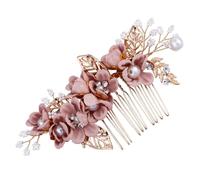 Zerodeko Peineta para Pelo de Boda Rosa Flores Hechas a Mano, Tocado Lateral para Novia, Horquilla Floral Delicada para Cabello Corto o Largo, Accesorio para Ceremonia y Fiesta