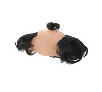 Zerodeko Peluca Calva Sintética Negra para Disfraz de Científico y Abuelo, Gorra Ajustable Cabello Corto Divertido para Fiesta de Navidad y Cosplay, Accesorio de Broma para Adultos