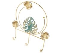 Zerodeko Perchero de Pared de Hierro Dorado con 3 Ganchos de Hojas Monstera Decorativas, Colgador para Llaves y Abrigos, Organizador Funcional para Entrada y Vestidor, Ahorro de Espacio