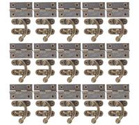 Zerodeko Pestillos de Caja de Hierro y Bisagras Pequeñas de Latón Antiguo 60 Unidades 20 Pestillos Gancho Derecho 40 Bisagras de 1 Pulgada Tornillos para Cajas de Madera y Joyería