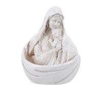 Zerodeko Pila de agua : Pila de agua con estatua de la Virgen María en resina - Adorno religioso - Cuenco bendito para la entrada de la iglesia - Regalo católico sagrado