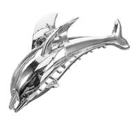 Zerodeko Pinza de Garra para Cabello Fino Diseño Metálico de Delfín en Color Plateado, Pequeña Pinza Pelo para Mujer y Niña, Accesorio Divertido y Elegante para Uso Diario y Ocasiones