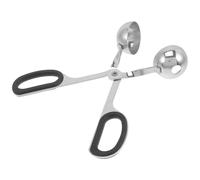 Zerodeko Pinza para Albóndigas de Acero Inoxidable y Goma, Mango Grande Negro, Diseño en Tijera, Drena la Sopa, para Albóndigas y Bolas de Pescado, Utensilio de Cocina