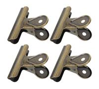 Zerodeko Pinzas Bulldog de Metal Vintage 65 Mm, Juego 4 Piezas, Clips para Suministros de Oficina y Manualidades, Abrazaderas Pequeñas Bisagra para Carpetas, Fotos y Etiquetas en