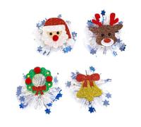 Zerodeko Pinzas Cabello Navideñas 4 Piezas Horquillas de Tela No Tejida Diseño de Papá Noel Reno Campana y Guirnalda Ligeras y Duraderas para Fiestas y Uso Diario