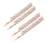 Zerodeko Pinzas para pelo metálicas con cristales, 2 pares de horquillas con brillo, accesorio elegante para bodas, fiestas y uso diario, diseño rosa dorado