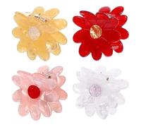 Zerodeko Pinzas Pelo Forma de Flor 4 Piezas, Colores, Garras para Cabello Largo y Grueso, Accesorios para Mujer en Oficina, Viaje y Uso Diario